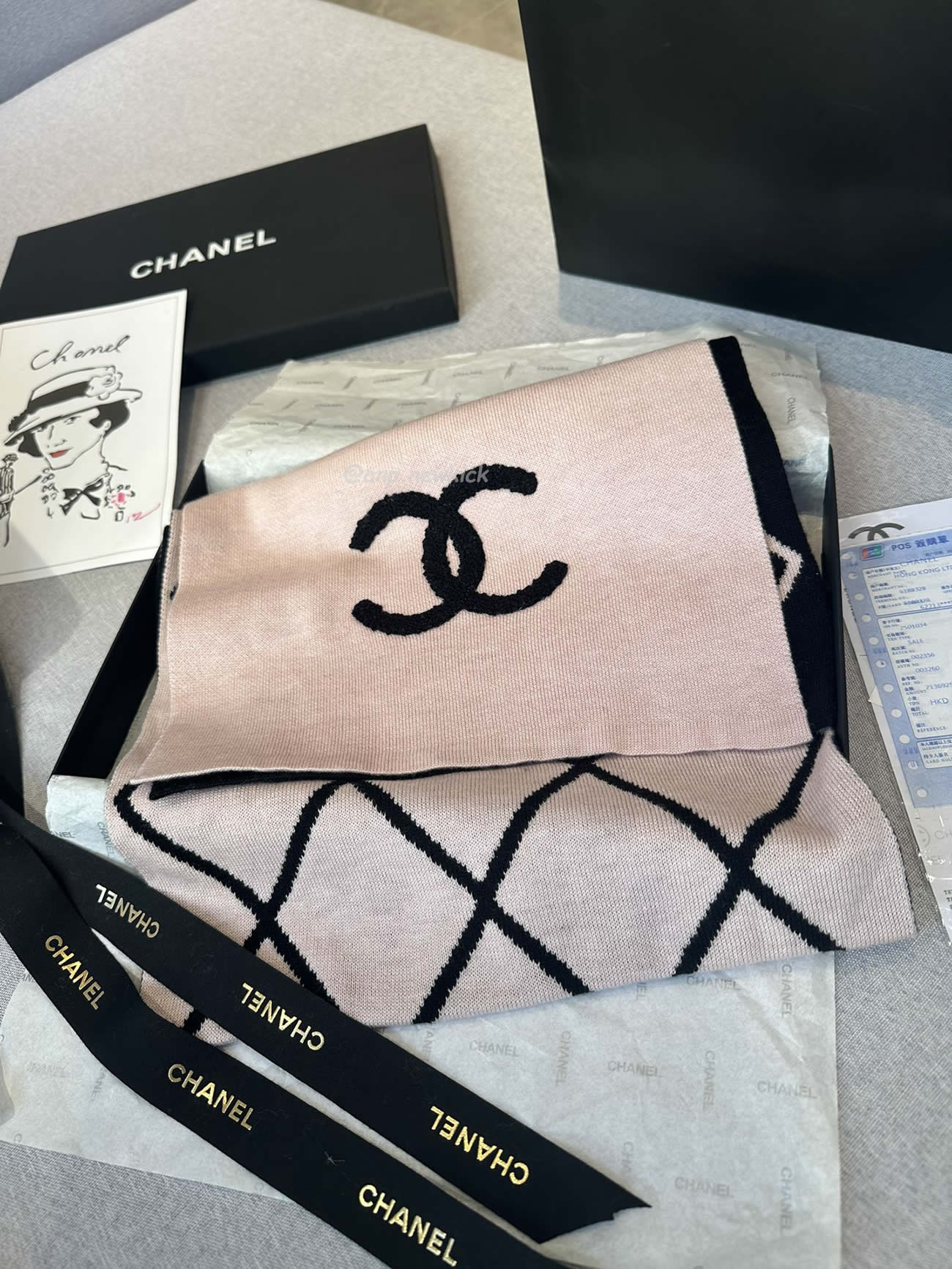 Chanel 2024 New 24b Cashmere Knitted Scarf 30x180cm (4) - newkick.org